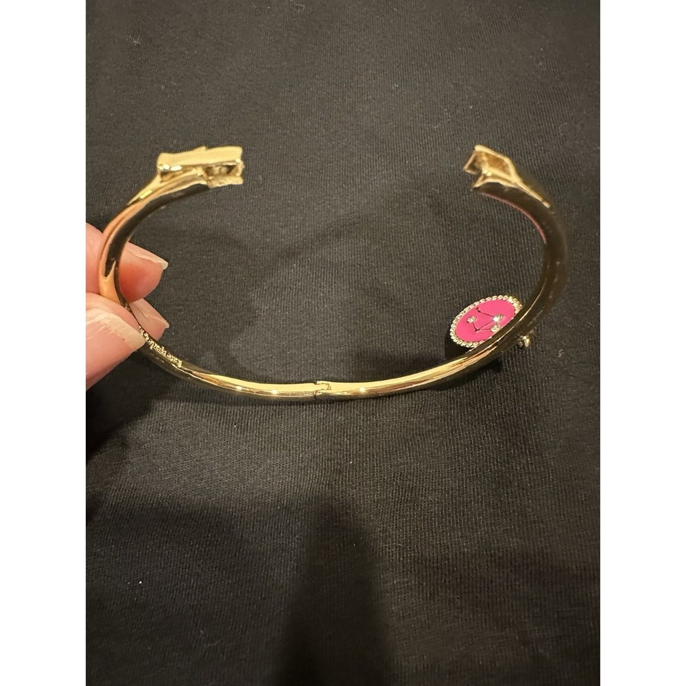 Kate Spade Bracelet Clasp Bangle Pink Libra Horoscope Sign Crystal Sparkle - Picture 15 of 16